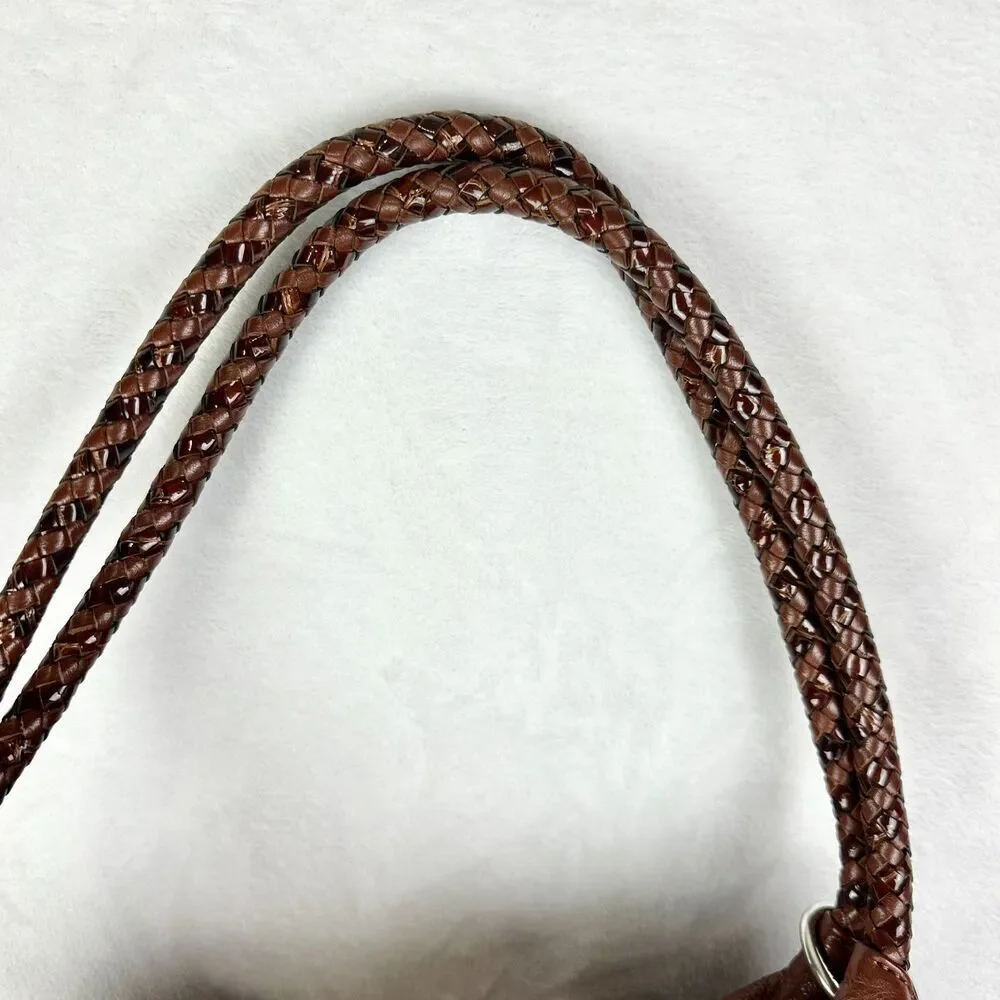 Brighton Femme Fatal Gretta Garbo Studded Shoulder Bag Hobo Brown Tassel Leather